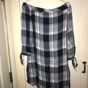 SO Plaid Off Shoulder Dress
